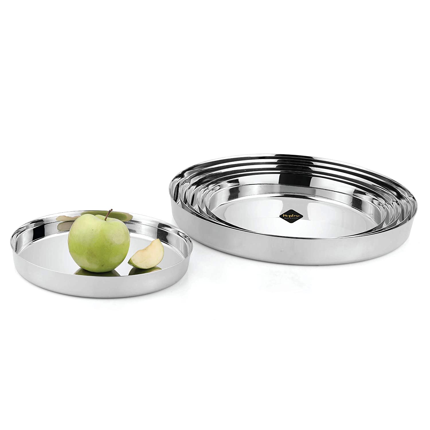 Stainless Steel Round/Valve Dinner Plates/Khumcha/22G-3 Sizes/1 piece