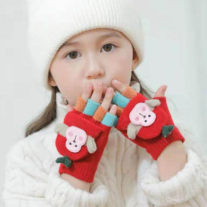 gloves for kids Cute Soft Christmas Monkey Cartoon Design Cold