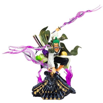 ZZOOI One Piece Action Figure Anime Figure GK Roof Kimono Roronoa Zoro Three-Knife Fighting Skill Anime Model Decorations PVC Toy Gift