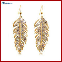 Bluelans®Womens Retro Boho Alloy Feather Rhinestone Eardrops Party Hook Dangle Earrings