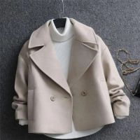 ✚✉ 2023 New Woolen Coat Short Fashion Double-Breasted Collar Cardigan Wool Jacket Female Outerwear