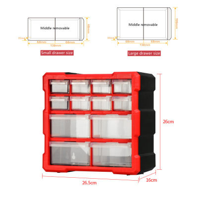 Tool Box Multi Grid Storage Boxes Organizer Transparent Small Drawer Garage Toolbox Wall-mounted Sundries Storage Box For Parts