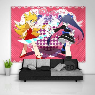 ﹉♈ Panty and Stocking With Garterbelt Wall Hanging Tapestry Aesthetic Room Decor Anime Tapestry Background Cloth Bedroom Decoration