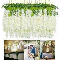 Encrypt Wisteria Artificial Flowers 24 Packs Artificial Wisteria Flower Rattan Fake Plant Hanging Vine Garland For Wedding Decor