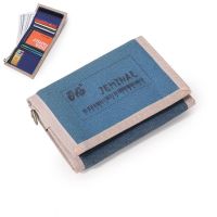 Pria Dompet Pendek Dompet Kain Kanvas Kantong Uang Koin Dompet Pria Clutch Dompet Dompet dengan Jendela ID Pemegang Kartu Notecase