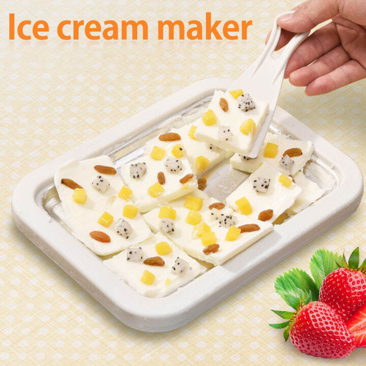 Ice Cream Maker Pan with 2 Scrapers Ice Cream Maker Plate