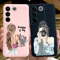 เคสพิมพ์ลายผู้หญิงสวยสำหรับ Vivo V27 V27 Pro V 27e 2023ฝาครอบหลังซิลิโคนเนื้อนิ่มสีด้านสำหรับเคส VivoV27 V 27 E