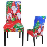 Christmas Chair Cover Spandex Elastic Chair Slipcover Case Stretch For Dining Chair Cover Removable Washable Stretch Seat Cover