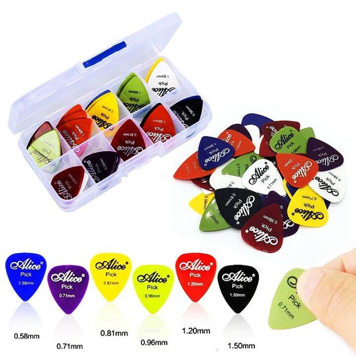 20-24-30-40-50pcs-electric-guitar-picks-mix-0-58-0-71-0-81-0-96-1-2-1-5mm-thickness-boxed-guitar-accessories