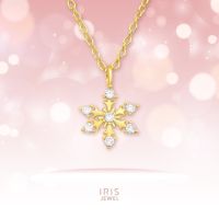 IRIS JEWEL สร้อยคอเงินแท้ 925 ชุปทอง 14 K ประดับเพชร CZ ลายเกล็ดหิมะ