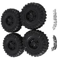 4 Piece 120mm 2.2 Beadlock Wheel Rim Tire Set Black Nylon+Rubber for 1/10 RC Crawler Car Axial SCX10 Wraith Capra RR10 RBX10 Traxxas TRX4