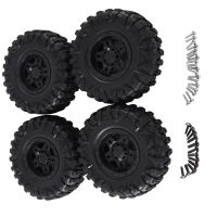 4 PCS 120mm 2.2 Beadlock Wheel Rim Tire Set Black Nylon+Rubber RC Accessories for 1/10 RC Crawler Car Axial SCX10 Wraith Capra RR10 RBX10 Traxxas TRX4