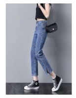 FASHIONJEANS_SHOP?ราคาพิเศษ? พร้อมส่ง  กางเกงยีนส์ขาบานสไตล์แบบขาดๆสไตล์เกาหลี กางเกงยีนส์เอวสูง ทรงกระบอกเล็ก ปลายขาผ่าขาดด้านข้าง #8060