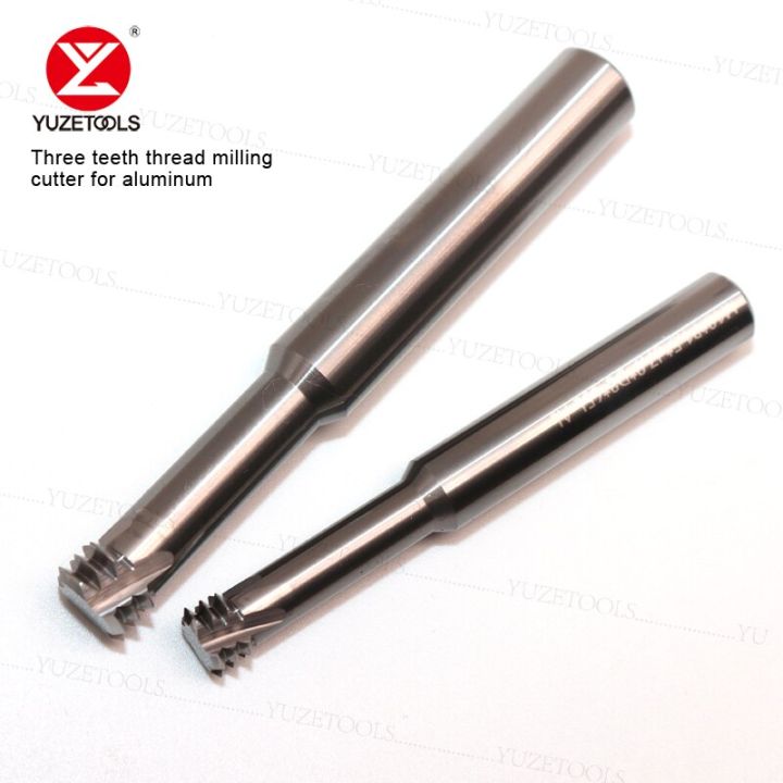 yuzetools-cnc-ทังสเตนเหล็กสามเกลียวตัดมิลลิ่งสําหรับอลูมิเนียม-m1-m1-2-m1-4-m1-6-m2-m2-5-m3-m8-m10-m12-เครื่องตัดมิลลิ่ง