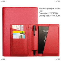 LATER ผู้หญิงผู้ชาย PU หนังสือเดินทางครอบคลุมบัตรโดยสารหลายฟังก์ชัน Travel ID Card Holder Protector