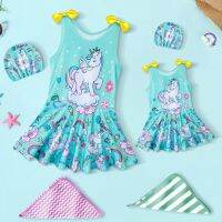 [COD] Cross-border 2022 parent-child swimsuit girls European and cartoon unicorn seaside children adult