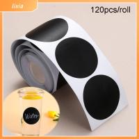 LIXIA 120pcs/roll บ้าน ขวดแยม เครื่องเทศ สติ๊กเกอร์ฉลากกลม ปากกามาร์กเกอร์ ป้ายกระดานดำ แท็กขวด