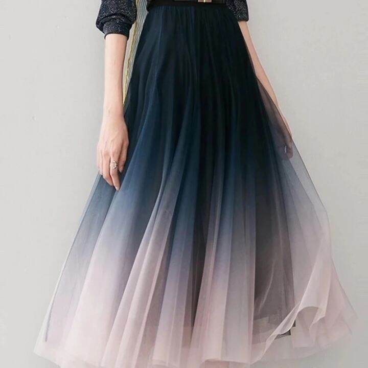 elegant-tulle-skirts-women-high-waist-gradient-mesh-pleated-midi-skirt-korean-elastic-loose-casual-all-match-a-line-skirt