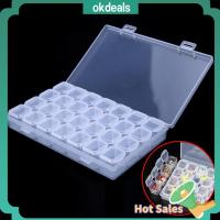 OKDEALS 28 สล็อต ปรับได้ ชัดเจน เล็บ Rhinestones Organizer กล่องเก็บของ เคสลูกปัด เครื่องประดับ