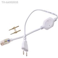 ❄卍□ 220V EU plug Connection Cable for 6mm 8mm 10mm 12mm 15mm PCB 2835 5050 Led Strip Power Adapter Plug White Wire