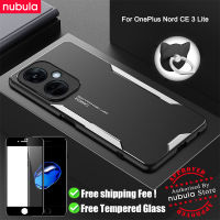 NUBULA เคสอะลูมินัมอัลลอยโลหะผิวด้าน,สำหรับ OnePlus Nord CE 3 Lite เคสโทรศัพท์มือถือ Hp Nord CE3ที่ใส่แหวนเคส Lite กระจกนิรภัยฟรีสำหรับ OnePlus Nord CE 3 Lite