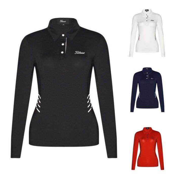 new-golf-clothing-womens-long-sleeved-t-shirt-golf-clothing-slim-polo-shirt-breathable-top-odyssey-callaway1-taylormade1-descennte-southcape-master-bunny๑