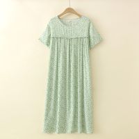 【มีไซส์ใหญ่】Plus Size Womens Short Sleeve Summer Long Dress Casual Floral Printed Female Long Dresses Oversized Vintage Vestidos