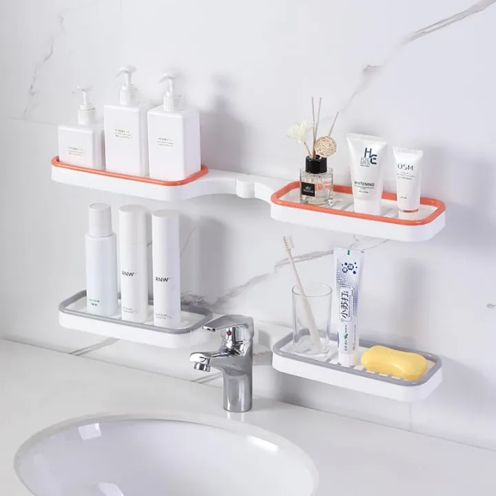 Bathroom Corner Shelf, Suction Cup Shower Storage Wall Bracket, 180 Degree Rotatable Lazada PH