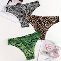 【Wrist watch】 Panties Female Low Waist Piece Seamless Briefs Silk Leopard Print Underpant 【hot】 !