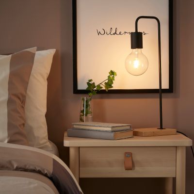 โคมไฟในห้องนอน โคมไฟหัวเตียง ของขวัญให้แฟน โคมไฟ โคมไฟตั้งโต๊ะ TVÄRHAND ฟาร์ฮันด์ สีดำ ไม้ไผ่ ตกแต่งห้องนอน ของตกแต่งห้องนอน