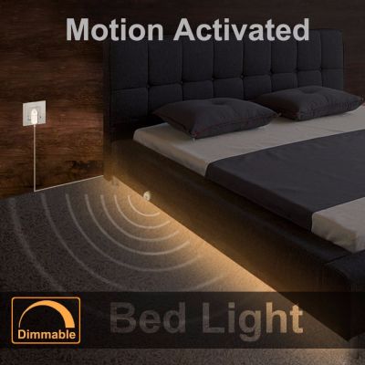 Dimmable Bed Light with Motion Sensor and Power Adapter, Under Bed Light Motion Activated LED Strip for Baby room Stairs Cabinet