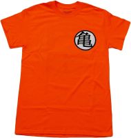 Great Eastern Entertainment Men’s Dragon Ball Z Goku Front &amp; Back Print Kame Turtle &amp; Kaio King Kai Symbol T-Shirt, Large, Orange