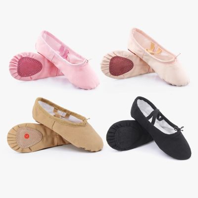 hot【DT】 Child Kids Cotton Canvas Soft  Ballet Practice Shoes