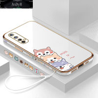 AnDyH Casing Case For Realme 7 Realme Narzo 20 Pro Case Fashion Cute Cartoon Dogs Luxury Chrome Plated Soft TPU Square Phone Case Full Cover Camera Protection Anti Gores Rubber Cases For Girls