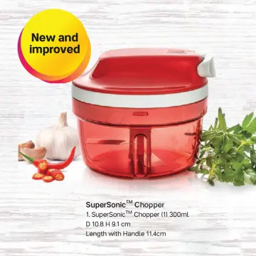 Tupperware Smart Chopper Vegetable Cutter Stainless Steel (Red) 300 ml 