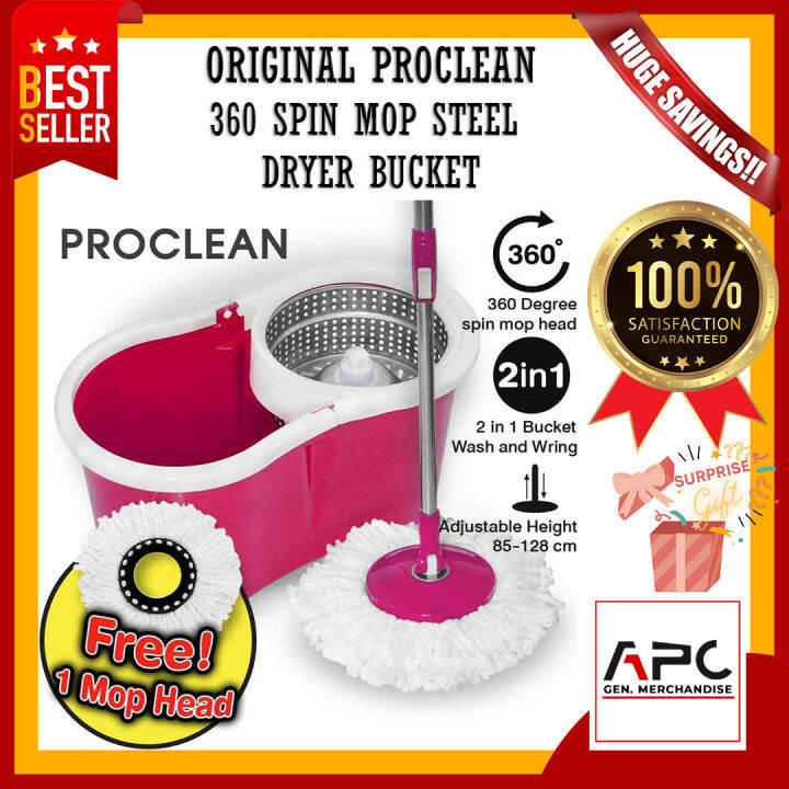 APC. Original Spin Mop Pro SpinTornado Mop Steel Wringer Bucket with