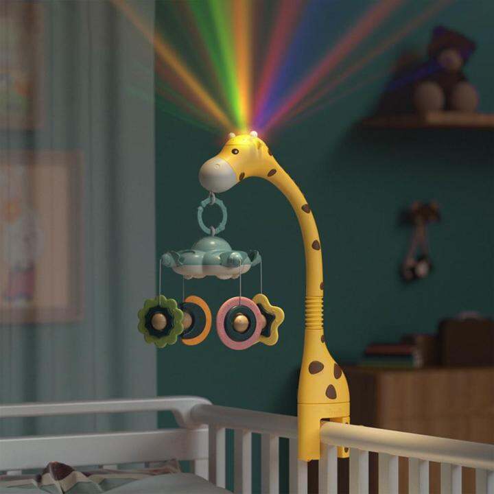 Cute Giraffe Profile Baby Crib Mobile With Projector And Light Musical