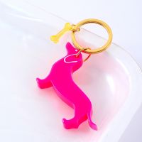 【YF】✱❦  Personalized neon pink dachshund dog keychain