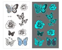 Blue Luminous Glowing In Dark Tattoo Stickers Butterfly Daisy Flower Music Night Club Party Temporary Tattoos Shiny Body Art