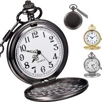 Vintage Pocket Watch Quartz Pocket Watch with Chain Classic Mechanical Movement Pocketwatch Men Watch Hand Winding for Gift