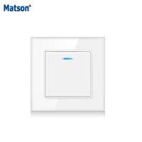 Matson EU/UK Standard Wall Switch Crystal Tempered Glass Panel Power Light SwitchRocker Switch1/2/3Gang1Way AC110-250V 16A