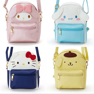 TOP☆Kawaii Sanrio Plush Mymelody Kello Kt Pom Pom Purin Kuromi Cinnamoroll Backpack Cartoon Diagonal Bag