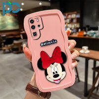 เคสด้านหลัง P40เคสขาตั้งสำหรับ Huawei ลายการ์ตูนมินเน่ P30 P50โปร P40 P50โปร P30ไลท์แฟชั่นลูกคลื่นแข็งปกป้องผิวเคสซิลิโคนกันกระแทกกันตก