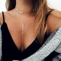 【JH】 AliExpress Hot Selling Necklace European and Fashion Three Layer Pendant Clavicle Chain New Alloy