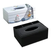 1 Pcs Leather Tissue Box Desktop Organizer &amp; 1 Pcs Mediterranean Style Marine Series Tissue Box