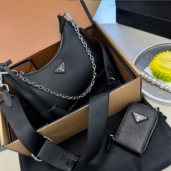 Gift Box Packaging】Original Prada 3-in-1 Crossbody Bag Cross