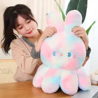 ปลาหมึกจำลองสุดน่ารัก Boneka Mainan คริสต์มาสกำมะหยี่ขนาดใหญ่เป็นรูปสัตว์นิ่มตุ๊กตาน่ารักเป็นของขวัญสำหรับเด็ก