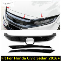 รถด้านหน้าเครื่องยนต์ Hood Grille Grill แถบด้านบนตกแต่งชุด Trim อุปกรณ์เสริมภายนอกสำหรับ Honda Civic Sedan 2016 - 2019