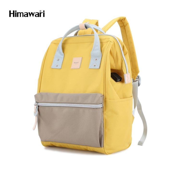 กระเป๋าเป้สะพายหลัง-ฮิมาวาริ-himawari-backpack-with-usb-charging-14-laptop-compartment-yellow-khaki-1881