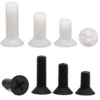 10-50pcs Cross Nylon Countersunk Head Screws Black White Plastic Phillips Flat Head Bolts M2 M2.5 M3 M4 M5 M6 M8 Screw Nut Drivers